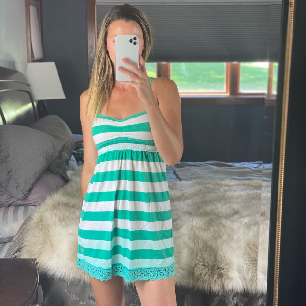 Vintage Victoria’s Secret PINK Ombré Green & White Striped Dress | XS